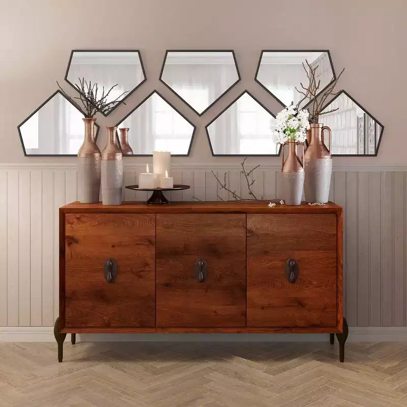 21.75"x17.75" 5-Sided Stainless Steel Framed Wall Mirror Black