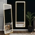 PexFix 20 in. W x 63 in. H Modern Full Length Rectangular Frameless Mirror With Rounded Corner in Silver