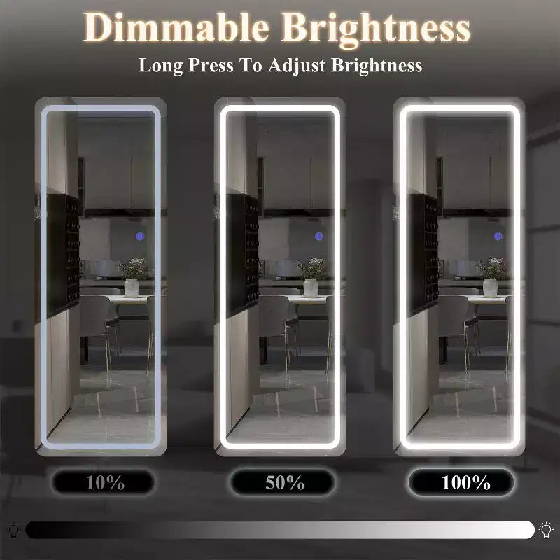 20 in. W x 63 in. H Modern Full Length Rectangular Frameless Mirror With Rounded Corner in Silver