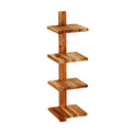 texxture 4 Shelf Floating Wall Shelves, Wooden Vertical Shelving for Home Display, Storage, or Room Dcor, Takara Column Small, Teak Wood