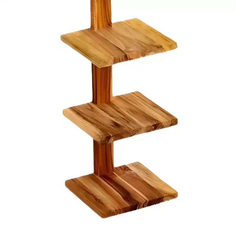 4 Shelf Floating Wall Shelves, Wooden Vertical Shelving for Home Display, Storage, or Room Dcor, Column Small, Teak Wood