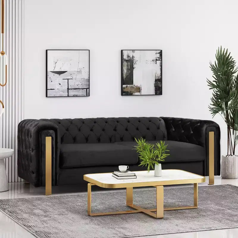 83 Velvet Upholstered 3 Seater Sofa