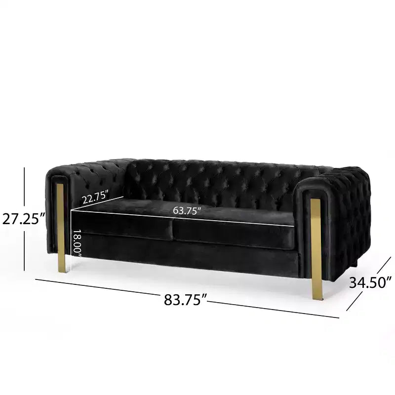 83 Velvet Upholstered 3 Seater Sofa