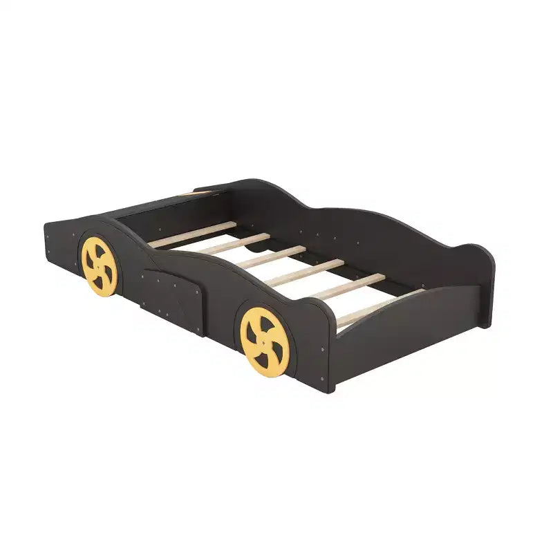 Race Car-Shaped Platform Bed with Wheels and Storage