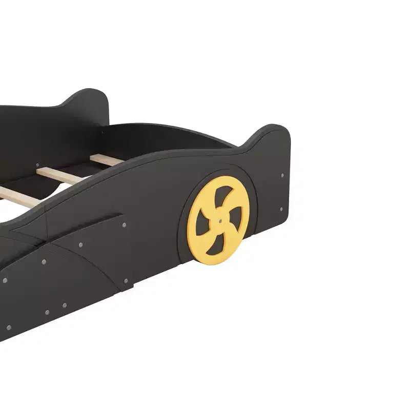 Race Car-Shaped Platform Bed with Wheels and Storage
