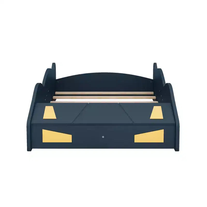 Race Car-Shaped Platform Bed with Wheels and Storage
