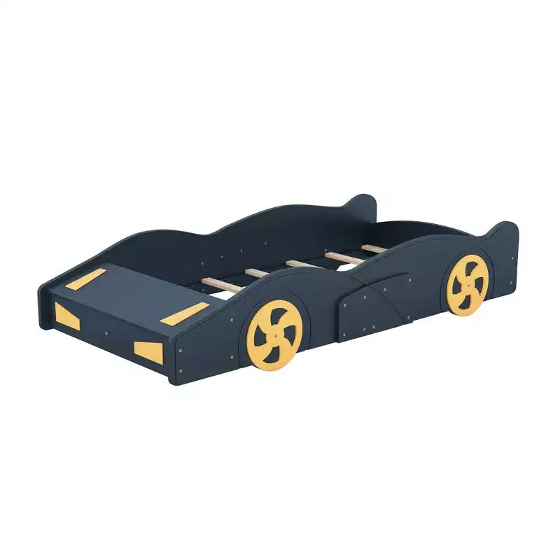 Race Car-Shaped Platform Bed with Wheels and Storage