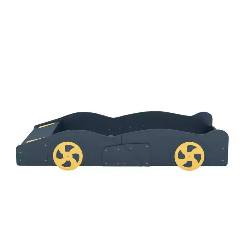 Race Car-Shaped Platform Bed with Wheels and Storage