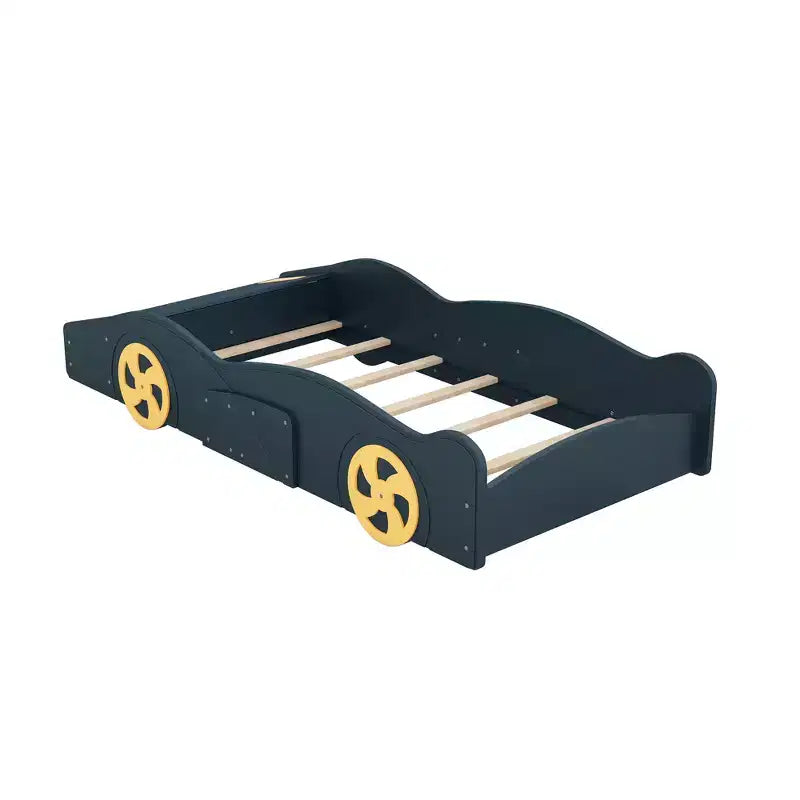 Race Car-Shaped Platform Bed with Wheels and Storage