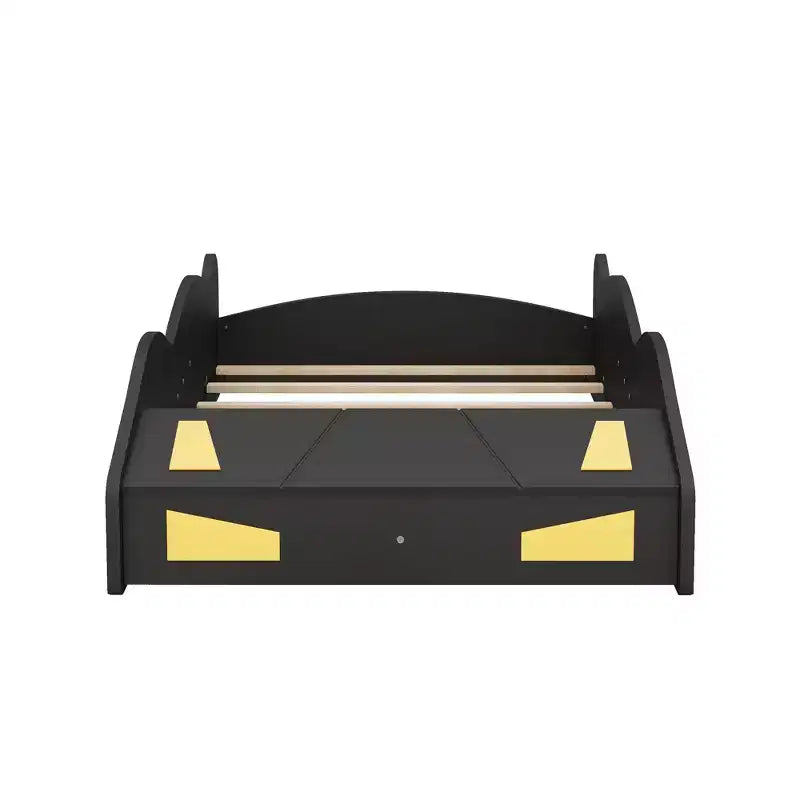 Race Car-Shaped Platform Bed with Wheels and Storage