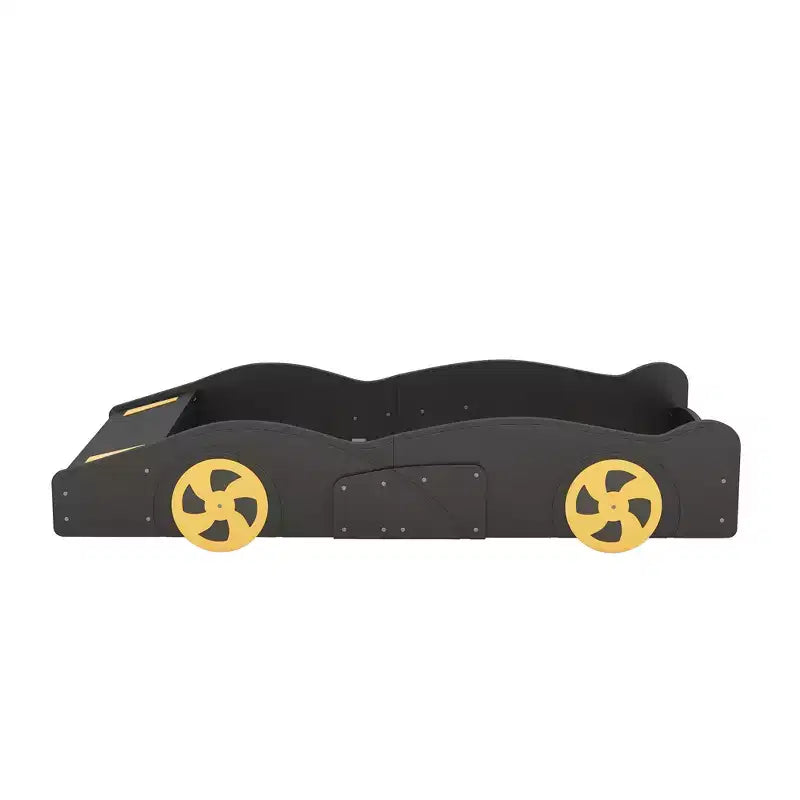 Race Car-Shaped Platform Bed with Wheels and Storage