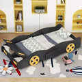 Race Car-Shaped Platform Bed with Wheels and Storage