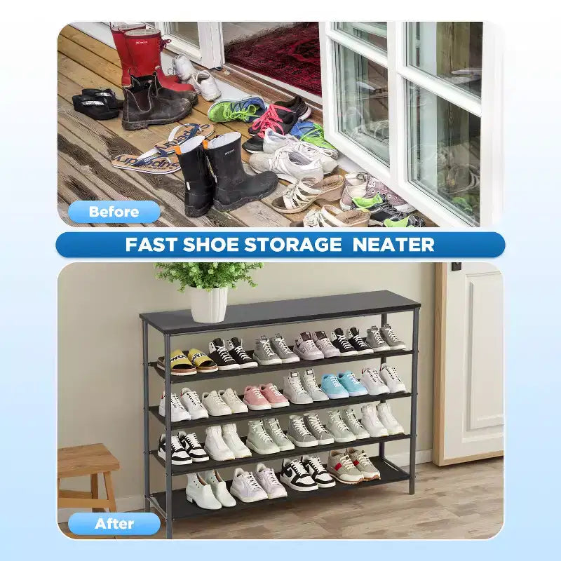 Shoe Rack 5 Tier Shoe Shelf Standing Storage Rack, Black