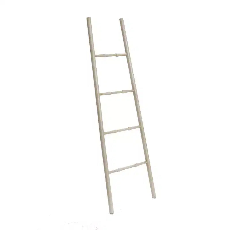 Rustic Birch Wood 4-Rung Blanket Ladder Brown