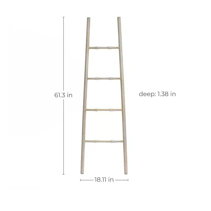 Rustic Birch Wood 4-Rung Blanket Ladder Brown