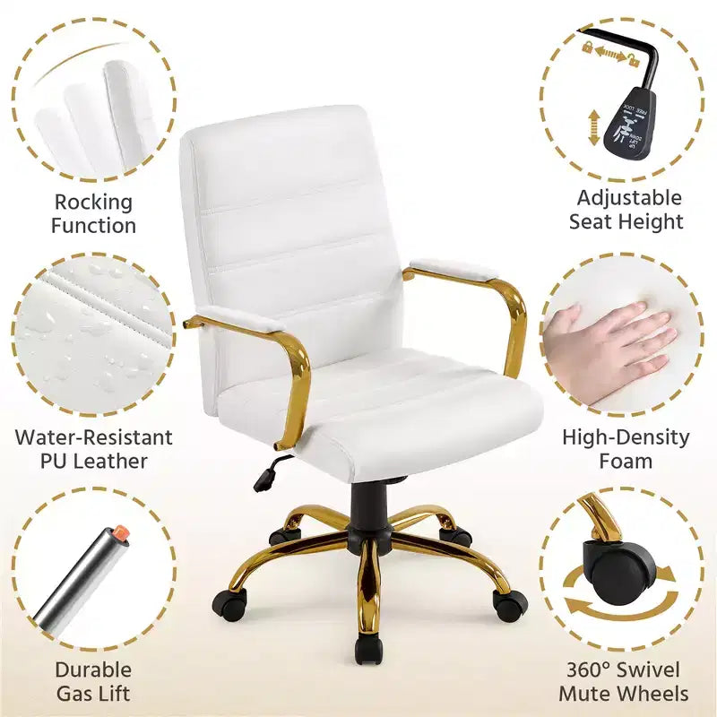 Mid-Back 360 Degree Swivel Office Chair with Adjustable Height Seat