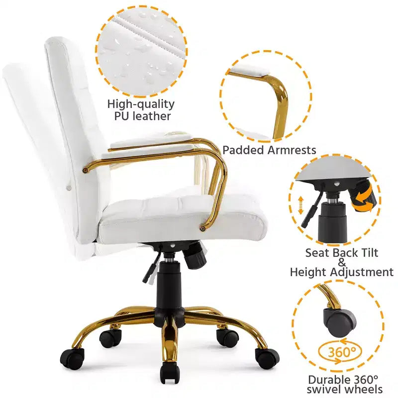 Mid-Back 360 Degree Swivel Office Chair with Adjustable Height Seat