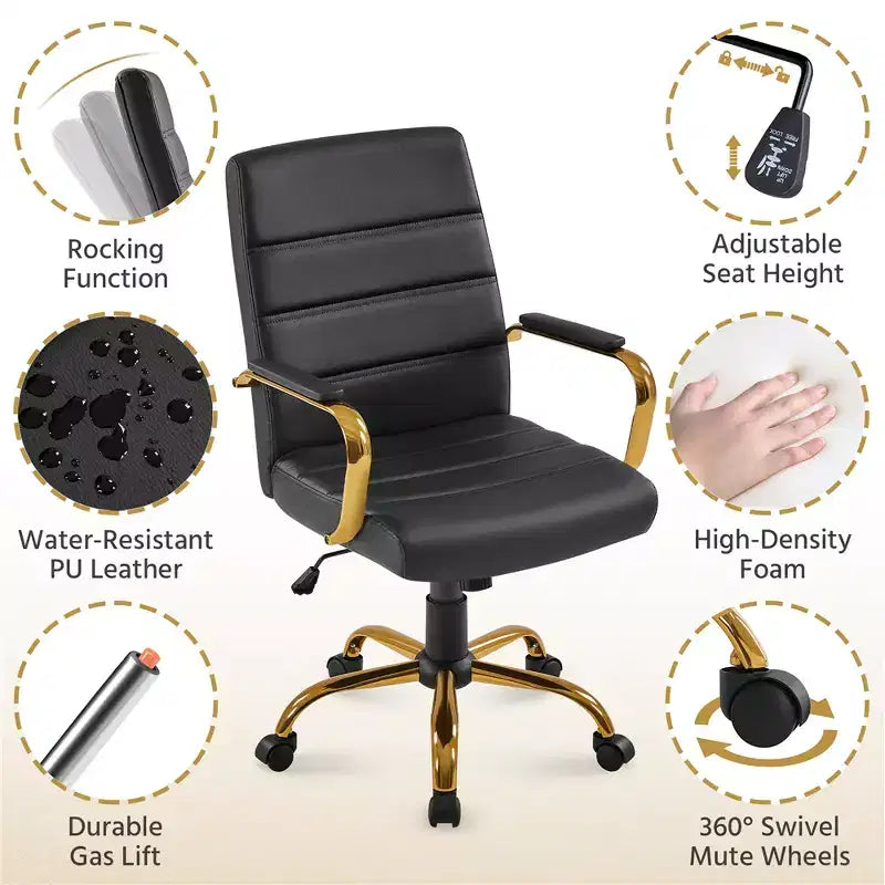 Mid-Back 360 Degree Swivel Office Chair with Adjustable Height Seat