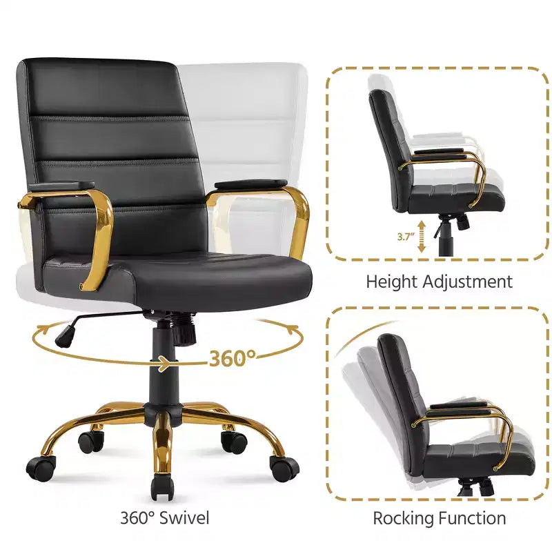 Mid-Back 360 Degree Swivel Office Chair with Adjustable Height Seat