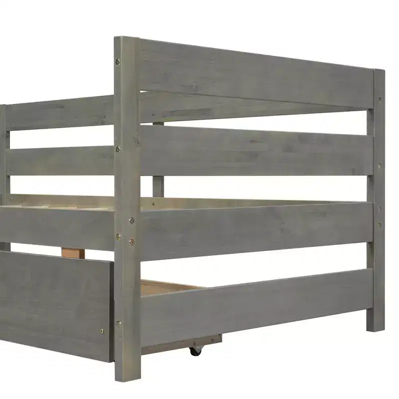 Twin Size L-shaped Platform Bed with Three Storage Drawers