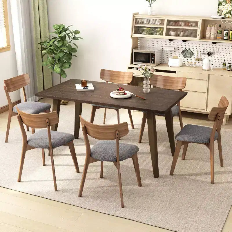 Set of 2 Upholstered Dining Chairs Wooden Armless Chairs, Mid-Century Modern