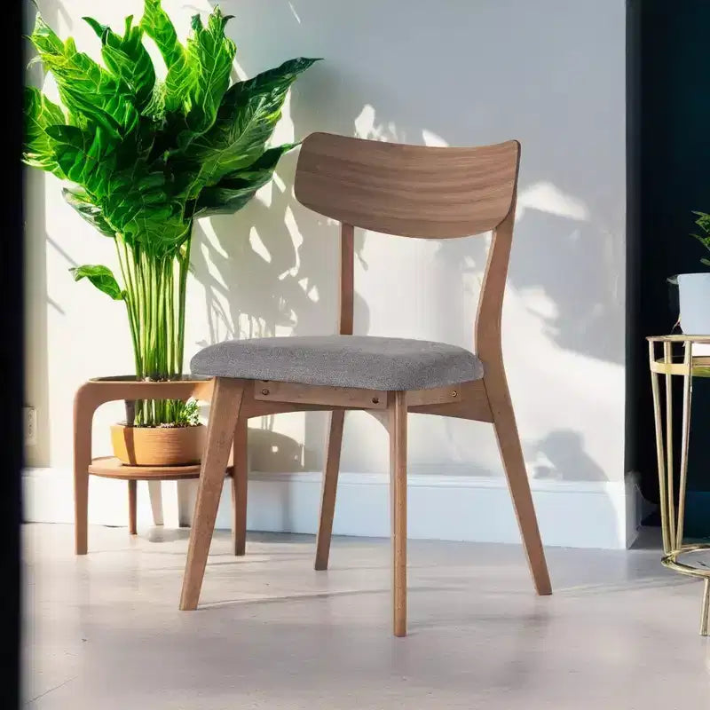 Set of 2 Upholstered Dining Chairs Wooden Armless Chairs, Mid-Century Modern