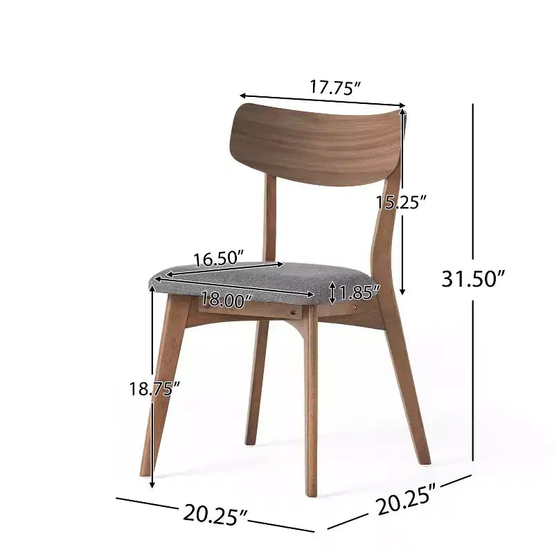 Set of 2 Upholstered Dining Chairs Wooden Armless Chairs, Mid-Century Modern