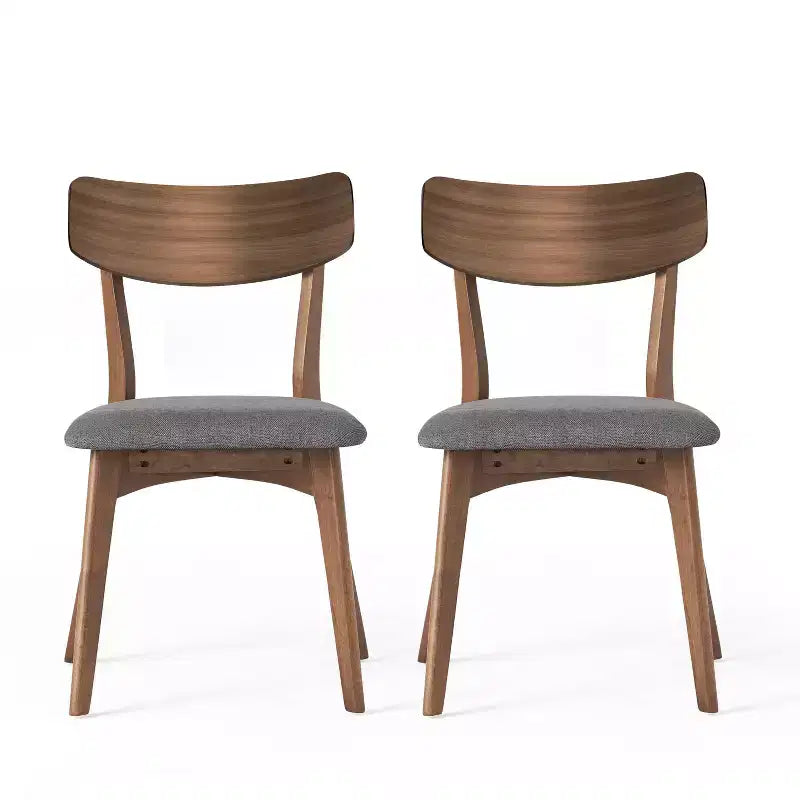 Set of 2 Upholstered Dining Chairs Wooden Armless Chairs, Mid-Century Modern