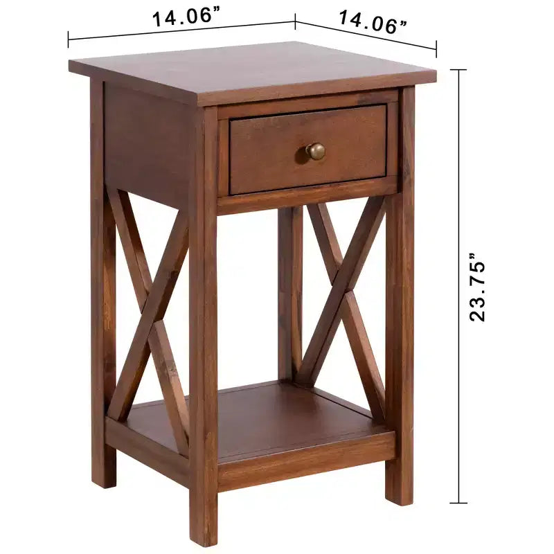 Nightstand End Table Side Table with Drawer and Storage Shelf
