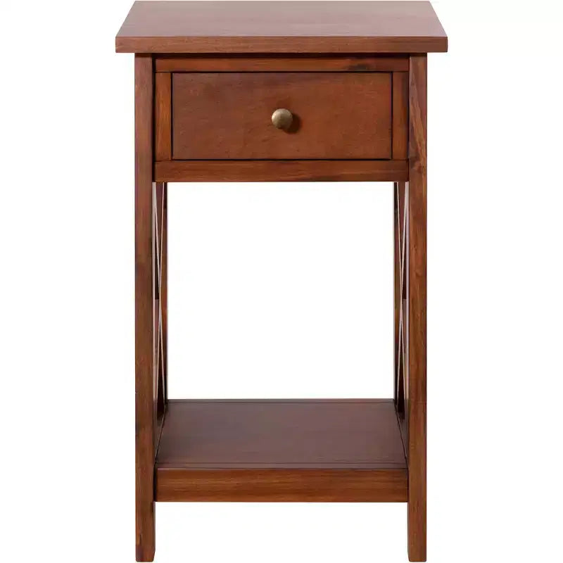 Nightstand End Table Side Table with Drawer and Storage Shelf