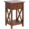 Nightstand End Table Side Table with Drawer and Storage Shelf