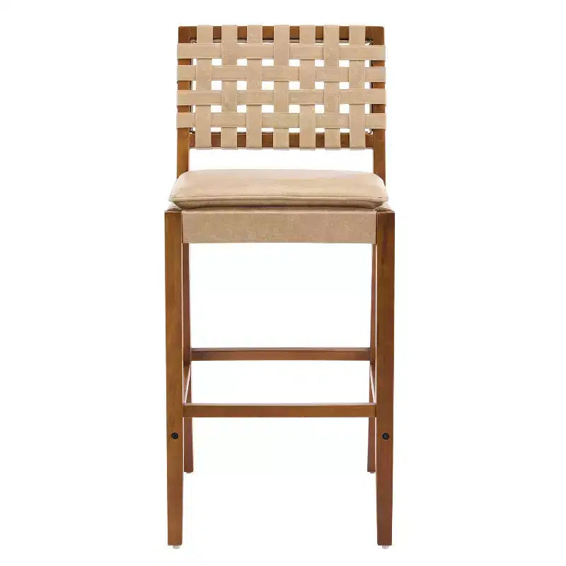 Contemporary Rubberwood and Faux Leather Upholstered Barstools (Set of 2)