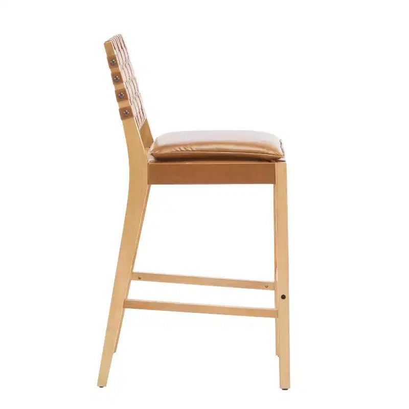 Contemporary Rubberwood and Faux Leather Upholstered Barstools (Set of 2)