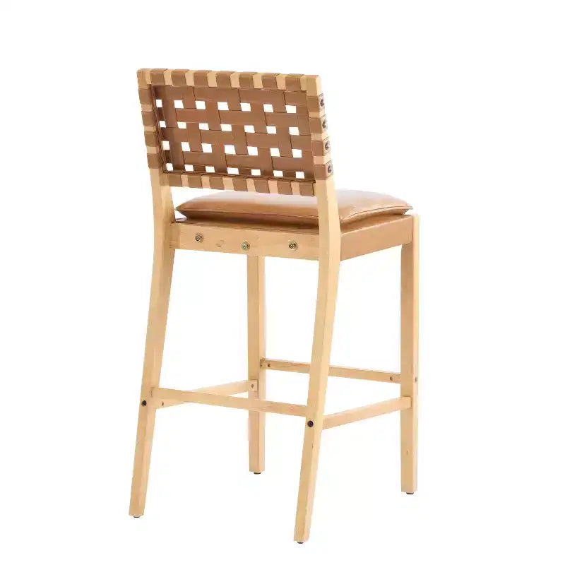 Contemporary Rubberwood and Faux Leather Upholstered Barstools (Set of 2)