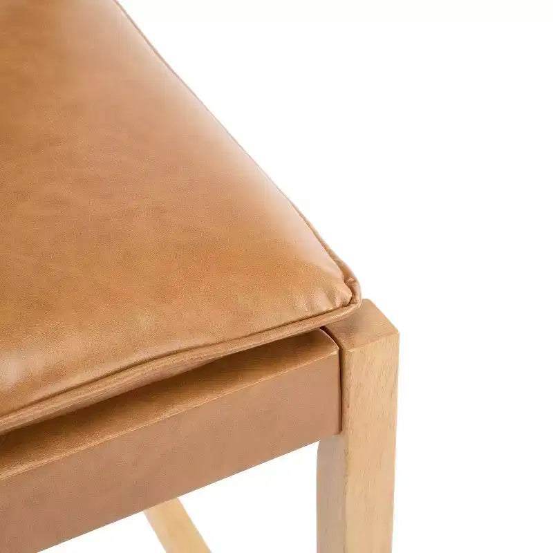 Contemporary Rubberwood and Faux Leather Upholstered Barstools (Set of 2)