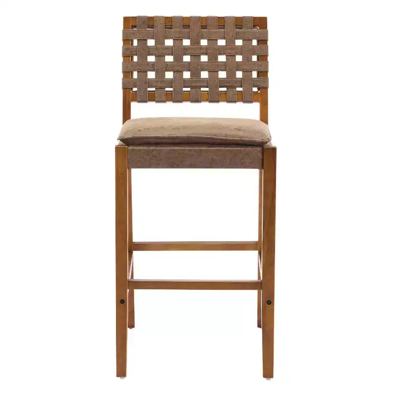 Contemporary Rubberwood and Faux Leather Upholstered Barstools (Set of 2)