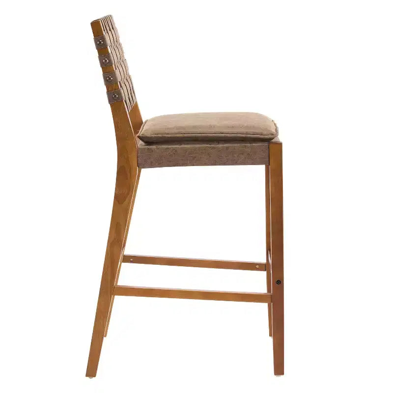 Contemporary Rubberwood and Faux Leather Upholstered Barstools (Set of 2)
