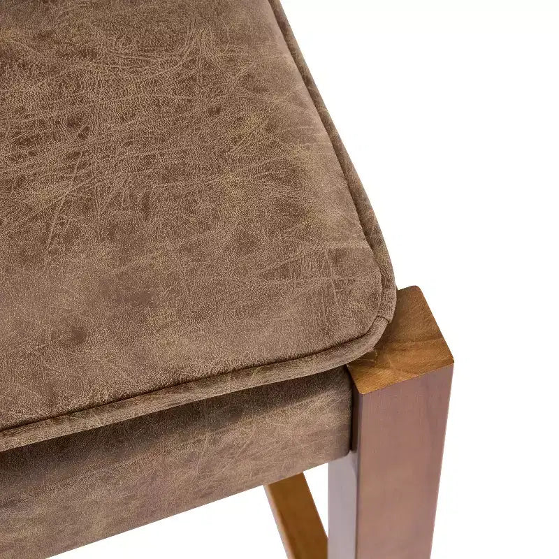 Contemporary Rubberwood and Faux Leather Upholstered Barstools (Set of 2)