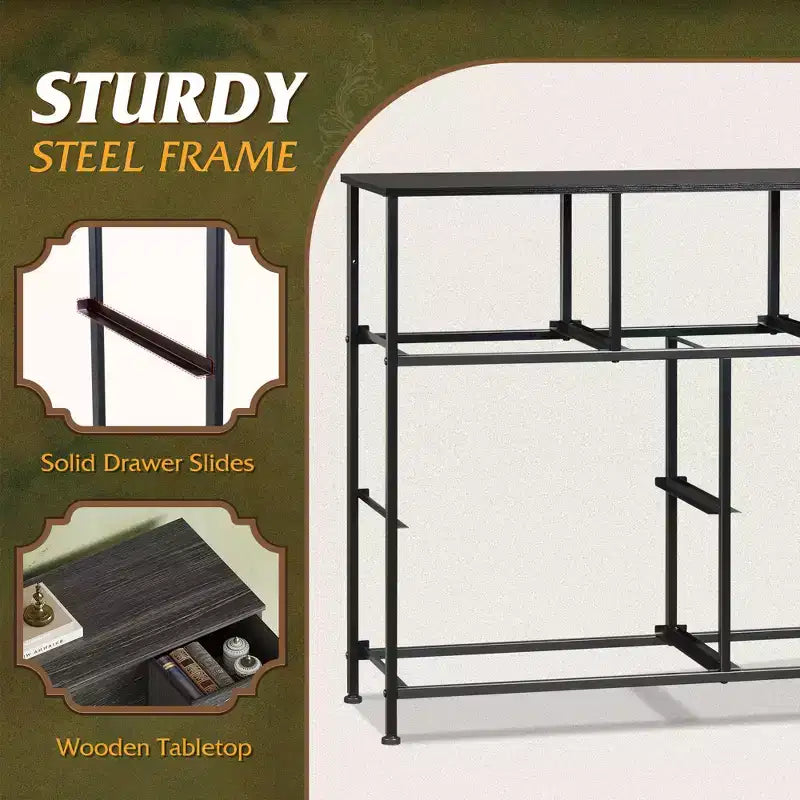 7 Drawer Dresser & TV Stand, Entertainment Center with Metal Frame, Media Console for 45 TVs, for Bedroom & Living Room