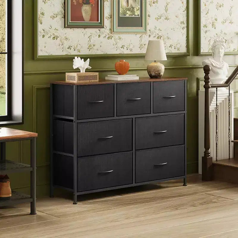 7 Drawer Dresser & TV Stand, Entertainment Center with Metal Frame, Media Console for 45 TVs, for Bedroom & Living Room