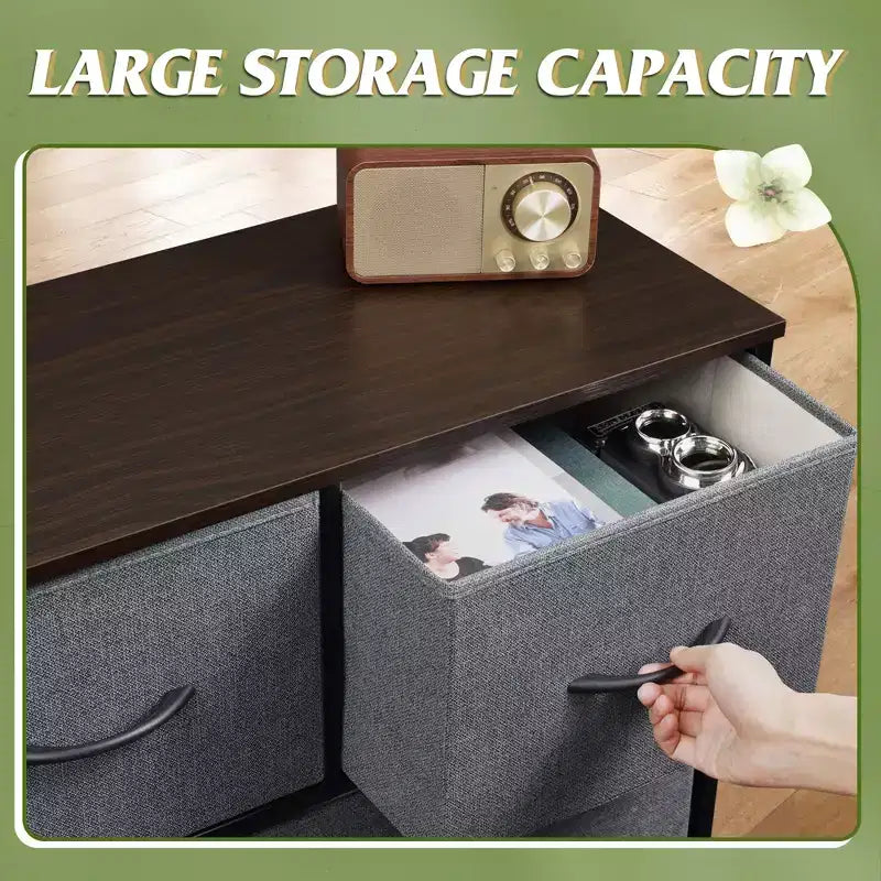 7 Drawer Dresser & TV Stand, Entertainment Center with Metal Frame, Media Console for 45 TVs, for Bedroom & Living Room
