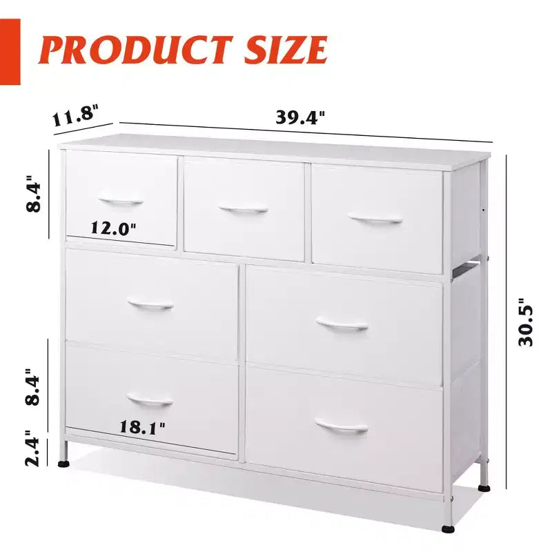 7 Drawer Dresser & TV Stand, Entertainment Center with Metal Frame, Media Console for 45 TVs, for Bedroom & Living Room