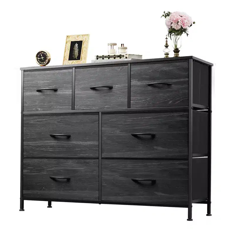 7 Drawer Dresser & TV Stand, Entertainment Center with Metal Frame, Media Console for 45 TVs, for Bedroom & Living Room