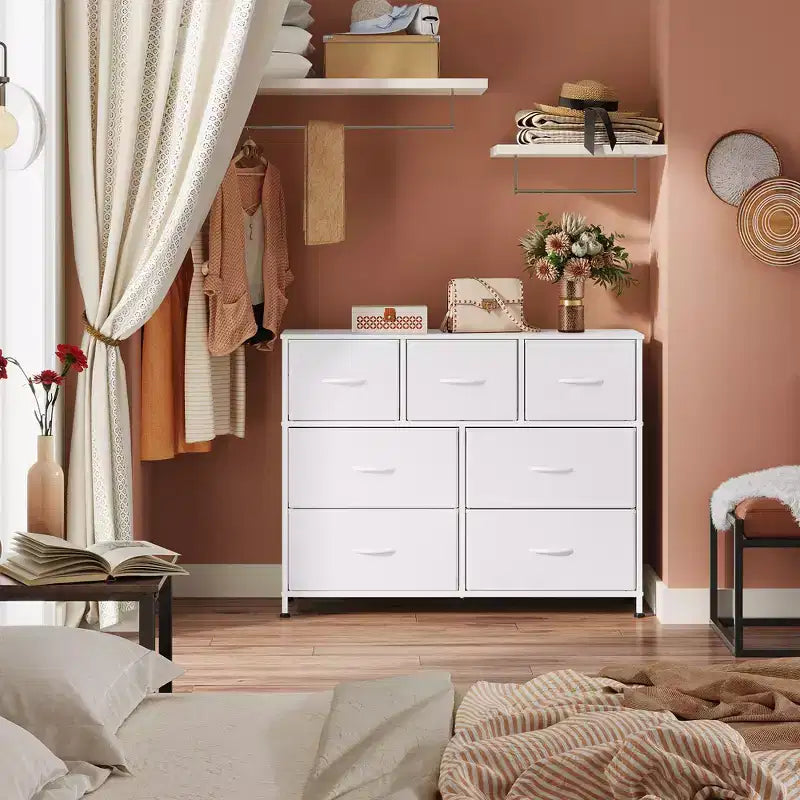 7 Drawer Dresser & TV Stand, Entertainment Center with Metal Frame, Media Console for 45 TVs, for Bedroom & Living Room