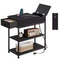 DEXYLLO Narrow Side Table with 2 USB Ports and 2 Outlets, with Drawer, End Stand with Charging Station for Living Room, Bedroom