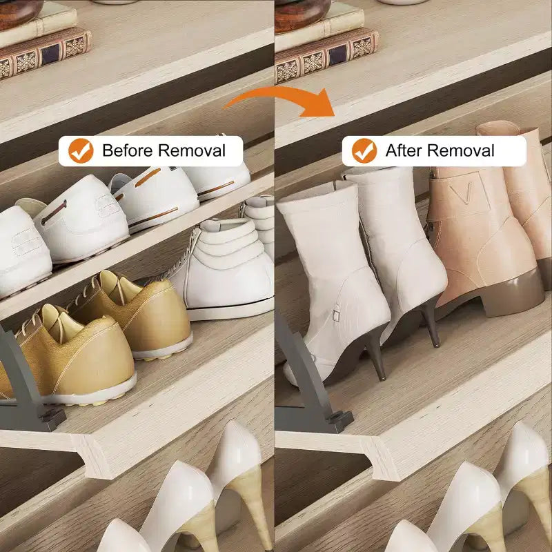 Shoe Cabinet with 4 Flip Drawers, Wooden Shoe Organizer Cabinet with Adjustable Shelf, Shoe Storage for Entryway, Shoe Cabinet Living Room, Natural