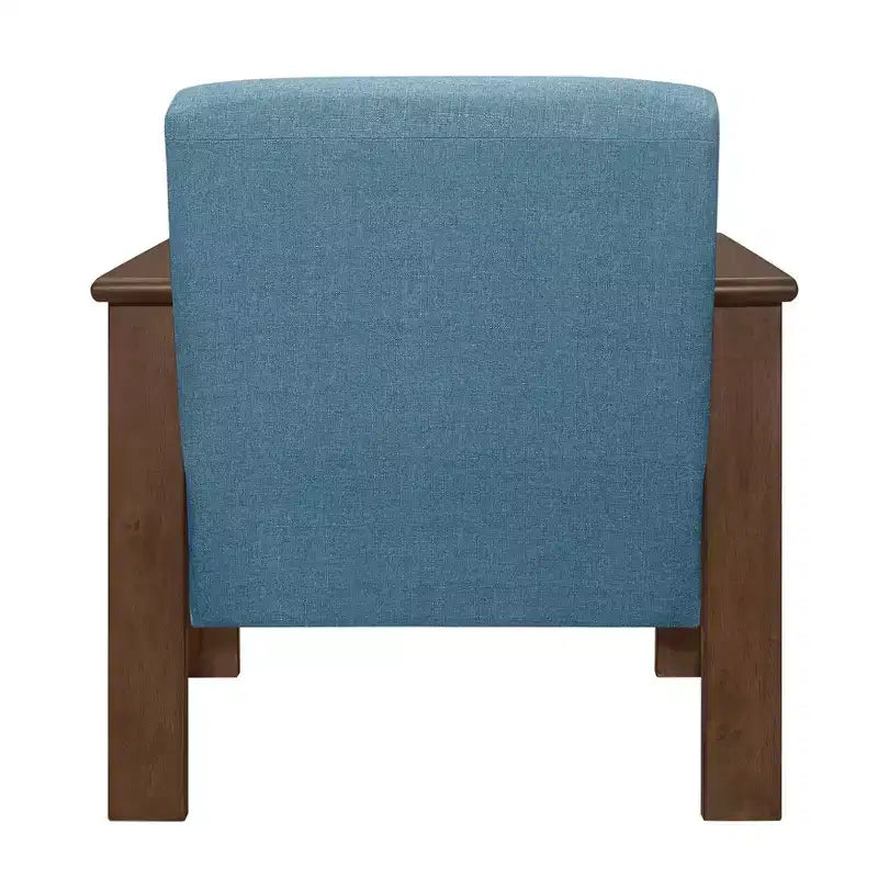 Accent Chair 1pc Living Room Chair with Fabric Upholstered Walnut Finish Wood Armchair Reading Leisure Chair with Padded Seat and Back