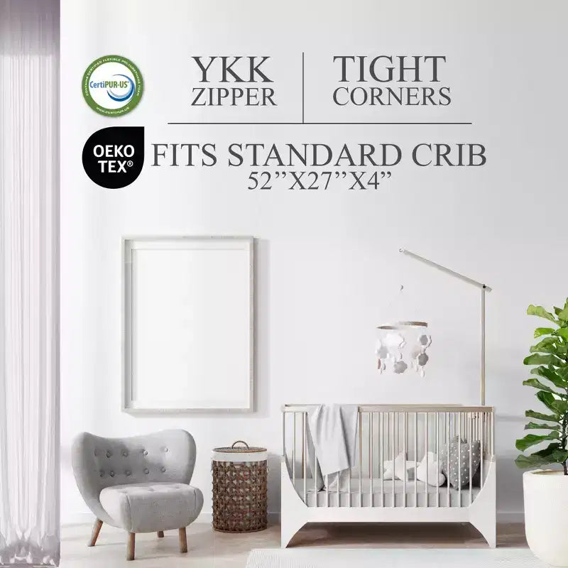 Baby Organic Cotton 2 Stage Lightweight Baby Crib Mattress - 52x27.5x4