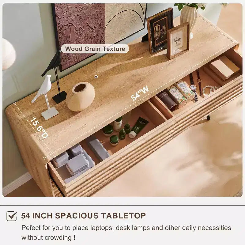 Comò a 5 cassetti, cassettiera alta 122 cm in legno scanalato stile moderno di metà secolo con gambe affusolate per camera da letto, soggiorno, corridoio e ripostiglio
