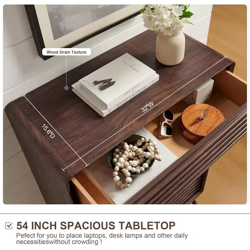 Comò a 5 cassetti, cassettiera alta 122 cm in legno scanalato stile moderno di metà secolo con gambe affusolate per camera da letto, soggiorno, corridoio e ripostiglio